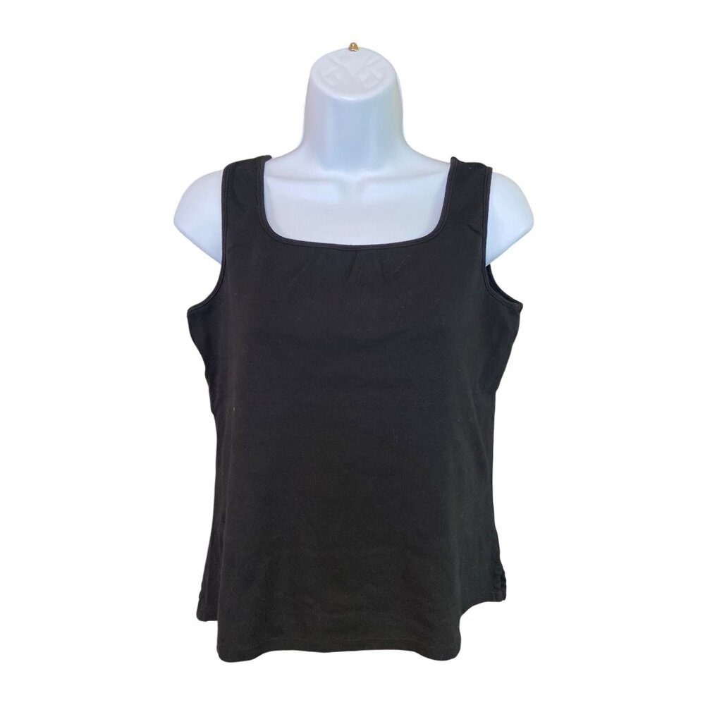 Ruby Rd. Tank Top PM Black Sleeveless Classic Scoop Neck Casual Chic Minimalist